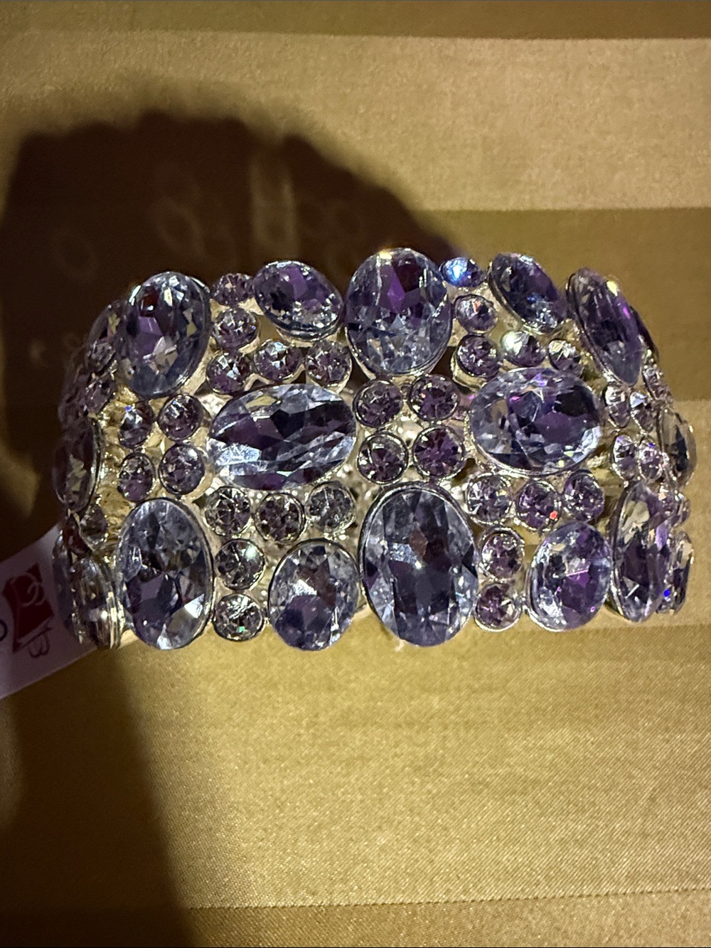Silver Jeans Lavender Crystal Wide Cuff Bracelet